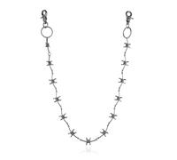 HZMAN Silver Stainless Steel Pants Chain, Hip Hop Punk Goth Wallet Chain for Jeans, Multi-Use Pocket Key Chain, Accessories for Men Women, 21.8In, Non-Precious Metal, No Gemstone