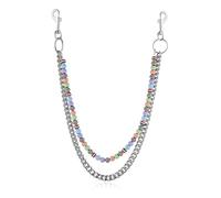 HZMAN Silver Stainless Steel Pants Chain, Hip Hop Punk Goth Wallet Chain for Jeans, Multi-Use Pocket Key Chain, Accessories for Men Women （18.1In）