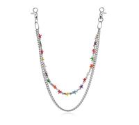 HZMAN Silver Stainless Steel Pants Chain, Hip Hop Punk Goth Wallet Chain for Jeans, Multi-Use Pocket Key Chain, Accessories for Men Women, 17.5In, Non-Precious Metal, No Gemstone