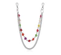 HZMAN Silver Stainless Steel Pants Chain, Hip Hop Punk Goth Wallet Chain for Jeans, Multi-Use Pocket Key Chain, Accessories for Men Women, 18.5In, Non-Precious Metal, No Gemstone