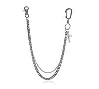 HZMAN Silver Stainless Steel Pants Chain, Hip Hop Punk Goth Wallet Chain for Jeans, Multi-Use Pocket Key Chain, Accessories for Men Women, 21.7In, Non-Precious Metal, No Gemstone