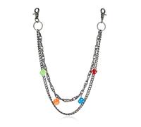 HZMAN Silver Stainless Steel Pants Chain, Hip Hop Punk Goth Wallet Chain for Jeans, Multi-Use Pocket Key Chain, Accessories for Men Women （18.3In Dice）