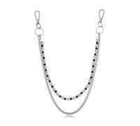 HZMAN Silver Stainless Steel Pants Chain, Hip Hop Punk Goth Wallet Chain for Jeans, Multi-Use Pocket Key Chain, Accessories for Men Women, 18.3In, Non-Precious Metal, No Gemstone