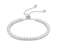 HZMAN Silver Tennis Bracelet, Adjustable Bracelet Made of 37 Pieces Artificial Crystals for Women, 4.7 mm wide, Cubic Zirconia