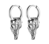HZMAN Skull Goat Head Earring for Men Women Stainless Steel Gothic Punk Devil Satanic Dangle Drop Earrings Baphomet Goat Earring Jewelry Gift