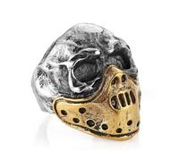 HZMAN Skull Ring for Men Chunky Stainless Steel Gothic Ring Jason Mask Ring Halloween Jewelry Gift, Metal, No Gemstone