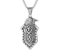 HZMAN Stainless Steel Ankh Cross Necklace Egyptian Jewelry with Saladin Eagle