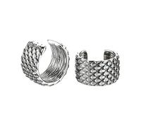 HZMAN Stainless Steel Dragon Scale Ear Cuffs for Women Men, Vintage Gothic Non-Piercing Ear Wrap Earrings, Retro Textured Ear Bone Clip Pair, Punk Viking Costume Jewelry