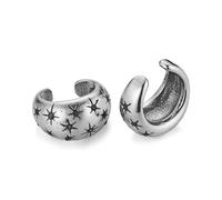 HZMAN Stainless Steel Eight-Point Star Ear Cuff, No Piercing Required Clip On Earring, 1.49cm/0.58in Gothic Geometric Jewelry, Non-Adjustable Ear Climber for Women & Men, Stainless Steel, Cubic