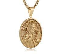 HZMAN Stainless Steel Jesus/St Christopher/St Benedict/St Barbara/St Joseph/Virgin Mary/St Christopher/St Jude Necklace Medal Pendant Protection Religious Amulet Jewelry For Men Women, Stainless Steel