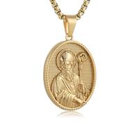 HZMAN Stainless Steel Jesus/St Christopher/St Benedict/St Barbara/St Joseph/Virgin Mary/St Christopher/St Jude Necklace Medal Pendant Protection Religious Amulet Jewelry For Men Women, Stainless Steel