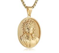 HZMAN Stainless Steel Jesus/St Christopher/St Benedict/St Barbara/St Joseph/Virgin Mary/St Christopher/St Jude Necklace Medal Pendant Protection Religious Amulet Jewelry For Men Women, Stainless Steel