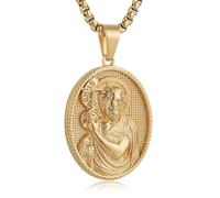 HZMAN Stainless Steel Jesus/St Christopher/St Benedict/St Barbara/St Joseph/Virgin Mary/St Christopher/St Jude Necklace Medal Pendant Protection Religious Amulet Jewelry For Men Women, Stainless Steel