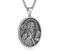 HZMAN Stainless Steel Jesus/St Christopher/St Benedict/St Barbara/St Joseph/Virgin Mary/St Christopher/St Jude Necklace Medal Pendant Protection Religious Amulet Jewelry For Men Women, Stainless Steel