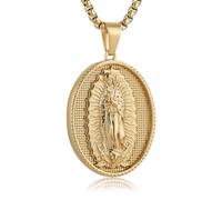 HZMAN Stainless Steel Jesus/St Christopher/St Benedict/St Barbara/St Joseph/Virgin Mary/St Christopher/St Jude Necklace Medal Pendant Protection Religious Amulet Jewelry For Men Women, Stainless Steel
