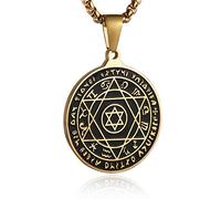 HZMAN Talisman Seal Solomon Six-pointed Star 12 Constellation Pendant stainless steel Necklaces 22+2" Chain, Stainless Steel