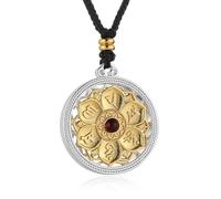 HZMAN Tibetan Buddhist Necklace With Rotatable Six-Character Mantra For Anxiety Relief Feng Shui Pendant with Adjustable Chain