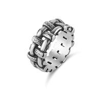HZMAN Vintage Stainless Steel Chain Link Ring for Men Women, Non-Adjustable Retro Punk Textured Band Ring, Durable Hypoallergenic Finger Ring, Available in Sizes 7-12, Metal, No Gemstone