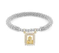 HZMAN Virgin Mary/Jesus/Saint Benedict Metal Bead Bracelets for Women Elastic Massage Bracelet, Adjustable Elasticity, Cubic Zirconia