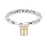 HZMAN Virgin Mary/Jesus/Saint Benedict Metal Bead Bracelets for Women Elastic Massage Bracelet, Adjustable Elasticity, Cubic Zirconia