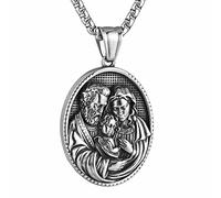HZMAN Virgin Mary Jesus St Joseph Medal Necklace for Men Women Retro Religious Stainless Steel Christian Pray Amulet Pendant Jewelry Gift