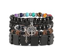 HZMAN Wrap Bracelets Men Women Hemp Cords Wood Beads Ethnic Tribal Bracelets, Leather Wristbands (Tree of Life)