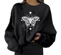HZMM Casual Sweatshirts for Womens Daily Print Sweatshirt Long Pullover Letter Print O Neck Printing Long Sleeve Women's Skateboard Blouse Butterfly Loose Top Influencers Picks Clothes