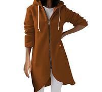 HZMM Fashion Jackets for Women Irregular Hem Coat Sweatshirt Hooded Women's Overcoat Casual Full Zipper Long Sleeve Solid Color Streetwear Coat Women Jackets with Hoods