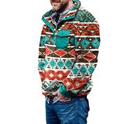 HZMM Fashion Jumper Fleece Henry Collar Jacket Men's Winter Coat Fleece Pullover Sweatshirts Button Collar Warm Sweater Coat Warm Soft Winter Coat Long Sleeve Top Green