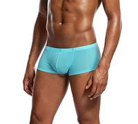 HZMM Men's Fitted Boxer Hipsters Men Underpants Underwear Shorts Boxer Briefs Ultra-Thin Pouch Solid Color Men's Underwear Ultra Soft Daily Sports Underwear Light Blue, M