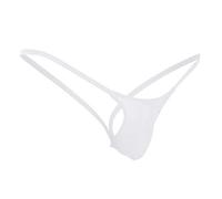 HZMM Men's Fitted Boxer Hipsters Mens Thong Briefs Low Underwear Back Underpants Waist G-String Open Trunks with Soft Waistband White, M