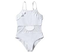 HZMM Once Diece Girls Swimsuit Girl Girls' Swimsuit Beach Sport Thin Straps Summer Beach Rash Guard Swimwear Girls Swimsuit (White, 7-8 Years)