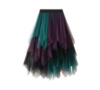 HZMM Plus Size Swim Skirt Women's Fashion Casual Color Mesh Layer Irregular Elastic Waist MIDI Skirt Tight Skirt Leather (Purple, One Size)