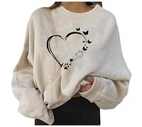 HZMM Women Sweatshirts Top Crew Neck Casual Winter Long Sleeve Loose Jumper Tunic Tops Butterfly Printed Women's Blouse Plus Size #02 M