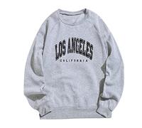 HZMM Women Tops Hoodless LOS-ANGELES Letters Sweatshirt Casual Womens Fall Raglan Long Sleeve Sweatshirt Crew Neck Top Lightweight Blouse Women's Streetwear