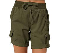 HZMM Womens Active Cargo Shorts Women Cargo Shorts Summer Loose Hiking Shorts with Pockets Chino Shorts for Women Plus Size Army Green