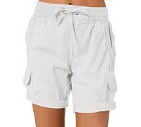 HZMM Womens Active Cargo Shorts Women Cargo Shorts Summer Loose Hiking Shorts with Pockets Chino Shorts for Women Plus Size White, XL