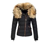 HZMM Women's Petite Outerwear Jackets & Coats Winter Collar Zipper Padded Jacket Women Thick Warm Jacket For Women Postpartum Jacket (Black, M)
