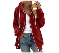 HZMM Womens Zip up Fleece Hoodie Winter Women's Plus Size Solid Color Sweatershirt Hooded Casual Warm Wool Plush Coat Full Zipper Top Dressy Jacket Women, 3XL