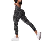 HZMM Yoga Short Pants Popular Snowflake Color Leopard Print Cropped Pants Leopard Print Jacquard Seamless Animal Print Yoga Pants Tall Yoga Pants for Women 33 Inseam (Black, S)