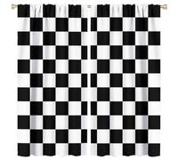 HZOHNAGO Racing Car Flag Curtains Grid Black White Check Pattern for Kids Room Decoration Blackout Print Rod Pocket Window Drapes for Bedroom Living Room 42x54in