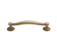 Hzoibyze Cabinet Door Handle Vintage Metal Drawer Pull Cupboard Knob Wardrobe Handle with Antique Style Curved Pull and Beaded Trim in Copper Suitable for, Array, Bronze, Hole Distance 128mm