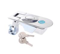 Hzoibyze Compression Latch with Key, Push-Button Lock, Flush Mounting, Spring Mechanism, Zinc Alloy, for, Trailer, and Vehicle Doors, Silver