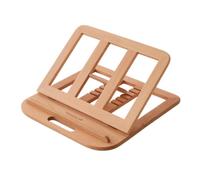 Hzoibyze Portable Laptop Stand Adjustable Riser Holder Support With Folding Wood Construction And Flat Base Tray Suitable for home office study travel dorm, Beech Wood