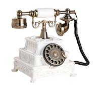 Hzoibyze Retro Corded Telephone with Rotary Dial, European, Hands-, Vintage Decorative Item to Place on A Table, Ideal for An Office, A, Pure White
