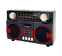 Hzoibyze Retro Radio Portable AM FM SW Bluetooth Speaker,Compact,Multifunctional for Outdoor Lightweight for Women Men Dad Elder, Black Red