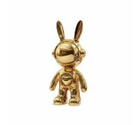 Hzoibyze Space Themed Statue Astronaut Hare Figurine Bunny Sculpture Resin Decor Sl lectroplated Surface Modern Aesthetic Refined Contemporary Detail, Gold