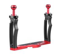 Hzoibyze Underwater Camera Support Underwater Rig Bracket Double Handle Frame Action Camera Cage DSLR Mount Aluminum Alloy Build for and expanded lighting, Mixed Color, Handheld
