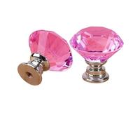 Hzomif 16 Pcs Pink 30MM Diamond Faceted Crystal Glass Knobs for Cupboard Drawer Door Cabinet Dresser Chest Wardrobe Pull Handles