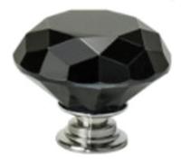 Hzomif 6pcs Diamond Shape Furniture Handles Design Crystal Glass Knobs Cupboard Pulls(Black)